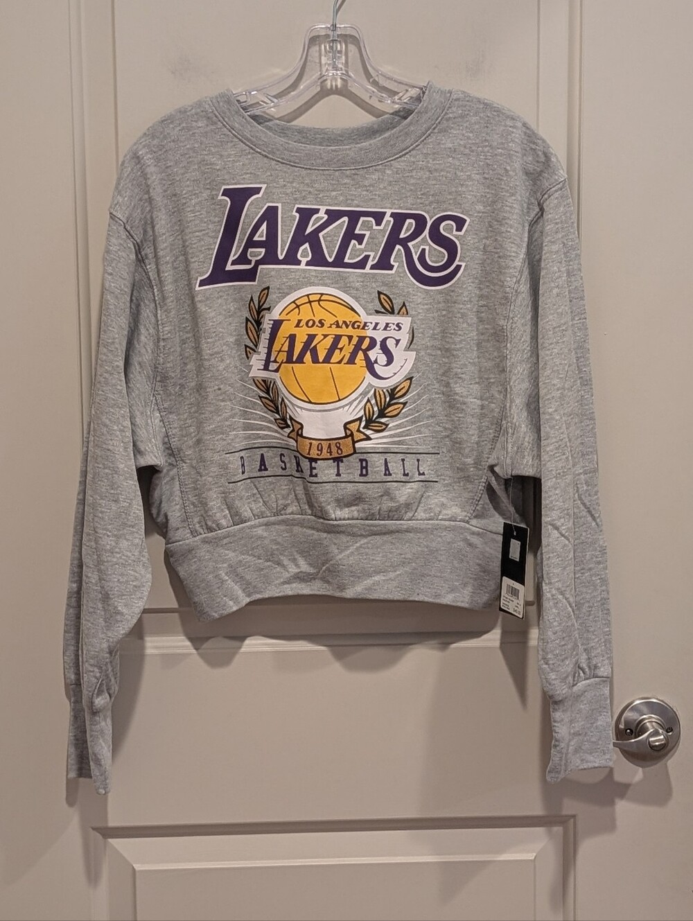 NBA Lakers Grey Crewneck Crop Sweatshirt - Women's Medium